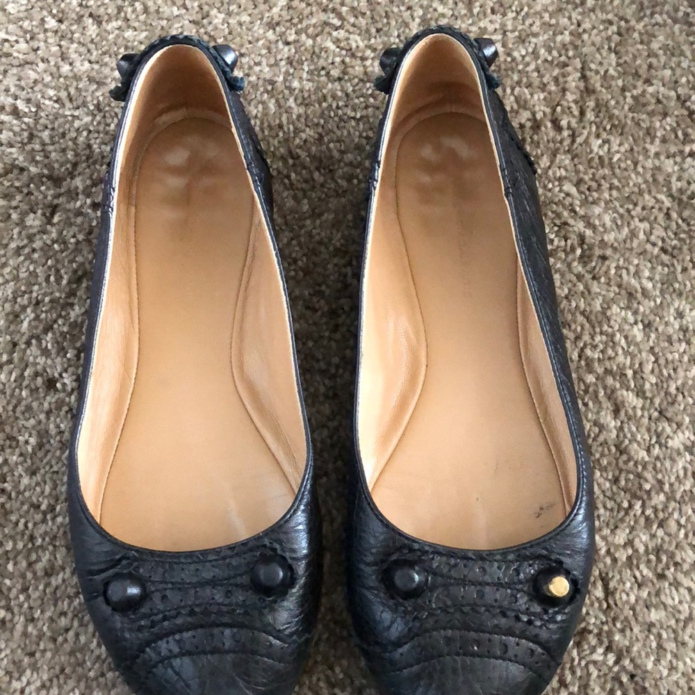 Black leather balenciaga flats  37